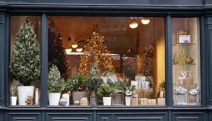 Shop window with seasonal decorations