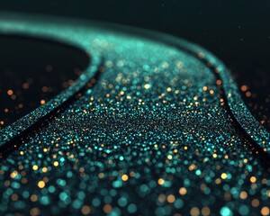 A mesmerizing pathway of shimmering glitter, creating a magical atmosphere with vivid colors and enchanting light reflections.