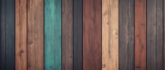 Obraz premium Rustic wooden planks, stained with warm hues, are depicted in high detail in this vintage-style digital illustration. The rich textures and aging effects create a timeless, authentic look.