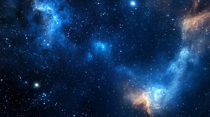 Naklejka premium A captivating view of stars shining brightly in the night sky over a majestic galaxy