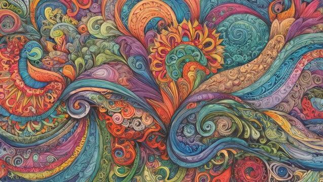  colorful zentagle illustration