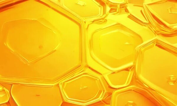 yellow liquid honey background exagon shape 4k slow motion