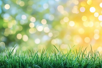 Obraz premium Fresh spring grass and bright green blurred background