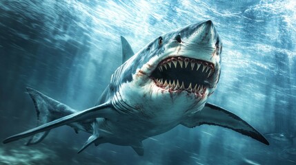 Fototapeta premium Great White Shark Underwater.