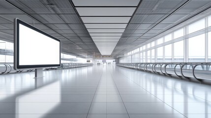 Airport Terminal with Blank Billboard.