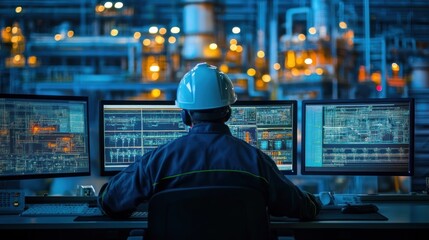 Obraz premium Industrial Control Room Operator Monitoring System