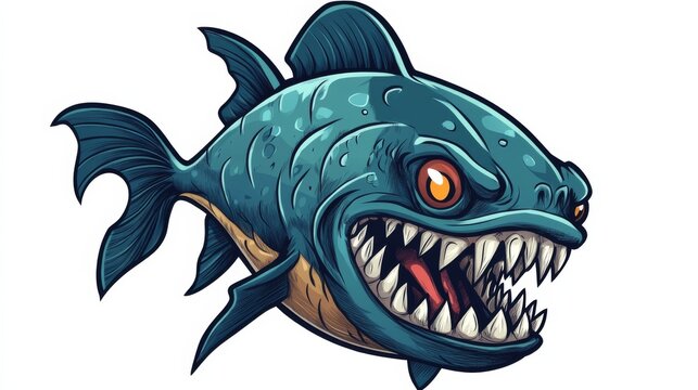 recommend clip art: Aggressive Piranha Cartoon Character