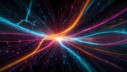 Obraz premium abstract background illustrating the dynamic energy of ions in motion