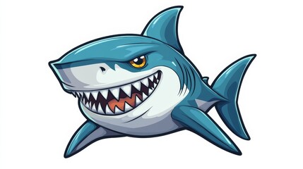 Cartoon Shark with Open Mouth.