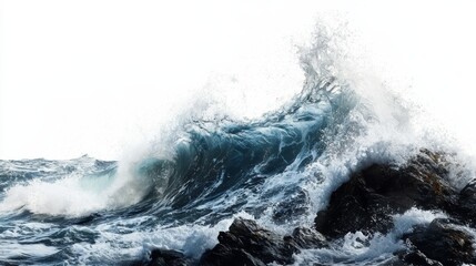 Ocean Wave Crashing on Rocks.