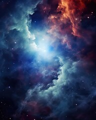 Fototapeta premium Nebula and galaxies in space abstract cosmos background