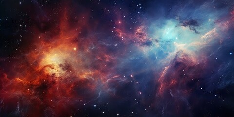 Naklejka premium Nebula and galaxies in space abstract cosmos background