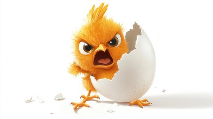 Angry Chick Breaking Out of Egg Shell.