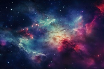 Fototapeta premium Nebula and galaxies in space abstract cosmos background