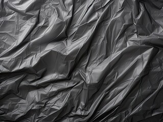 Wrinkled black plastic wrap texture background