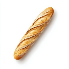 A 3D icon of a classic baguette with a golden-brown crust, set against a clean white background