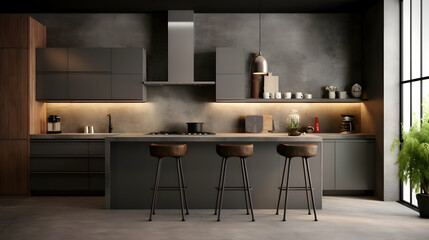 Monochromatic kitchen with modern appliances