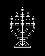 Obraz premium Menorah Judaism minimalist line art illustration