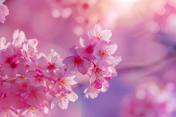 Obraz premium A beautiful scene of a pond with pink cherry blossoms in the background, generative ai image.,