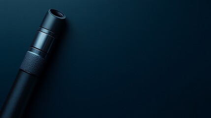 Fototapeta premium Black Telescopic Lens on a Dark Blue Background