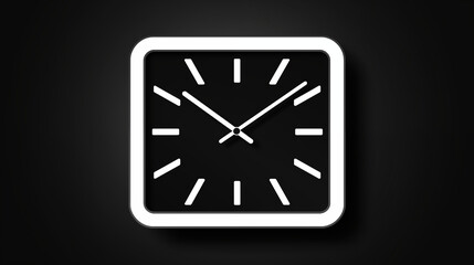 Clock icon, clock symbol with solid black background.