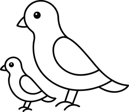 recommend clip art: A simple line art of a joyful sparrow family perched on a branch capturing the essence of togetherness and happiness
                    
                    