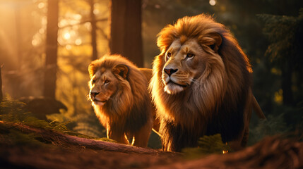 Naklejka premium lion in zoo