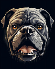 Bulldog head lurked in the shadows illustration