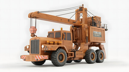 Fototapeta premium Professionally crafted 3D wooden model of Truck Crane.