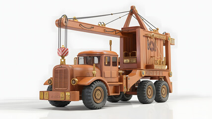 Fototapeta premium Professionally crafted 3D wooden model of Truck Crane.