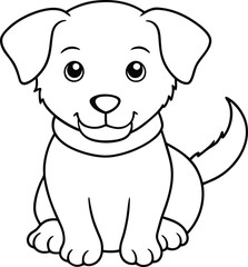 Fototapeta premium Playful dog sketch with simple lines for kids to fill with bright colors and imagination 