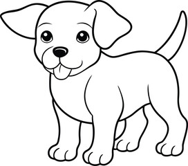 Obraz premium Happy dog line art illustration for kids to add their favorite colors and designs 