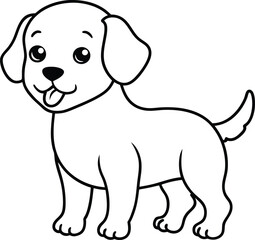 Cute dog drawing with a big smile ready for kids to fill with colors
