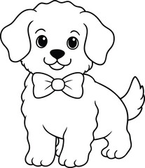 Obraz premium Playful dog line art with a joyful pose ready for kids to add their colors 