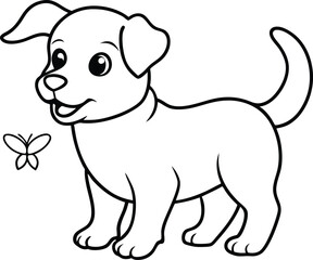 Obraz premium Cute dog illustration featuring a playful attitude ideal for kids' coloring fun 