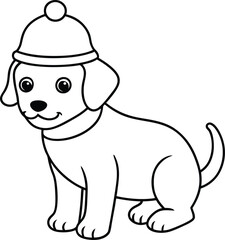 Fototapeta premium Joyful dog line art featuring a happy pose ready for kids to use their colors 