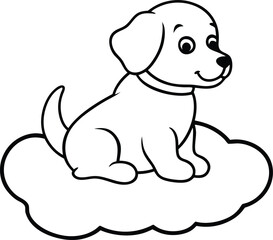 Playful puppy drawing with a big smile ready for kids to color and love
