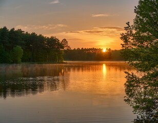 sunset over the river