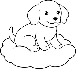 Fototapeta premium Joyful dog line art featuring a playful stance ideal for kids to enjoy coloring 