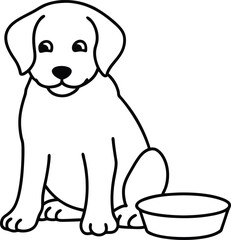 Fototapeta premium Adorable dog sketch in a fun pose waiting for kids to color with bright shades 