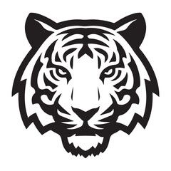 A tiger head icon silhouette vector art illustration