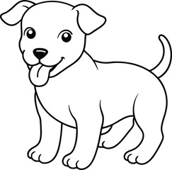 Fototapeta premium Cute dog drawing showing a happy playtime scene for kids to color 