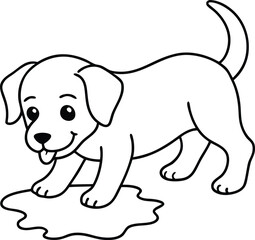 Fototapeta premium Cute puppy drawing ready for kids to add colors and bring to life 