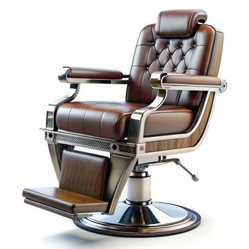 recommend clip art: 3d render of vintage barber chair on a white background