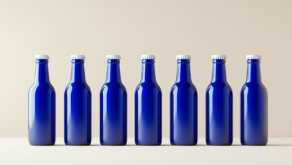 Glass Bottles Arranged In A Line On A Light Background For Product Display Presentation