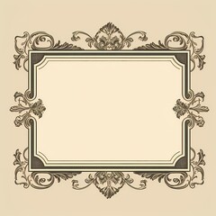 Elegant vintage frame with intricate floral patterns on a beige background.