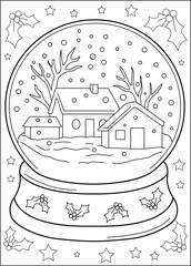 snow coloring book page