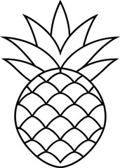 Simple line art of a pineapple with clean minimal details captures its unique shape and texture effortlessly
