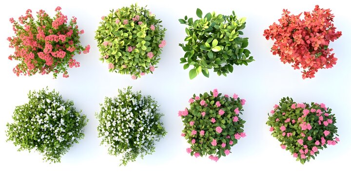 Bright and Colorful Shrubs in a Digital Illustration