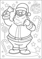 santa coloring book page